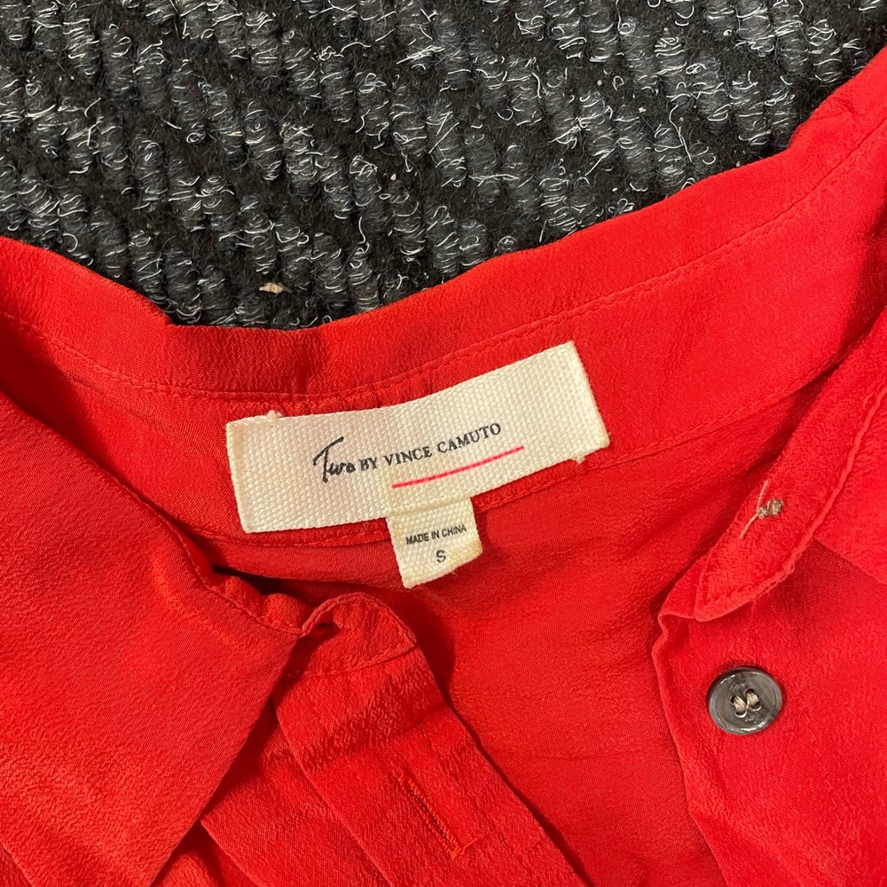 Small Flowy Red Button Down From Vince Camuto - image 2